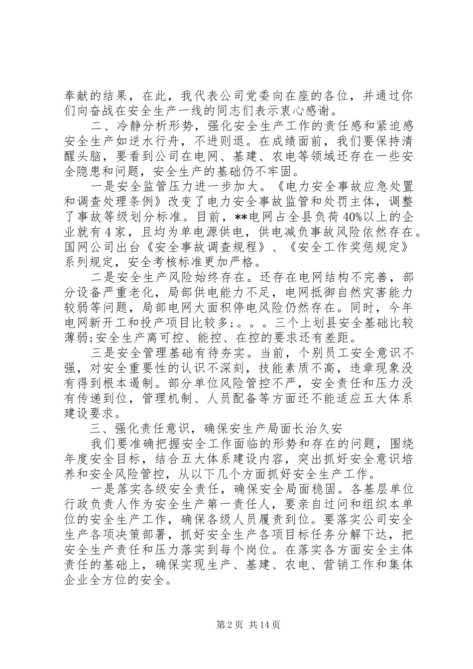 电力安全会议讲话发言_第2页