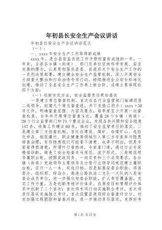 年初县长安全生产会议讲话发言