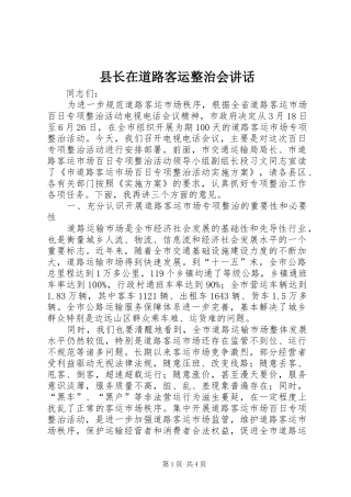 县长在道路客运整治会讲话发言