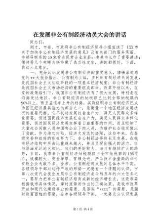 在发展非公有制经济动员大会的讲话发言_1