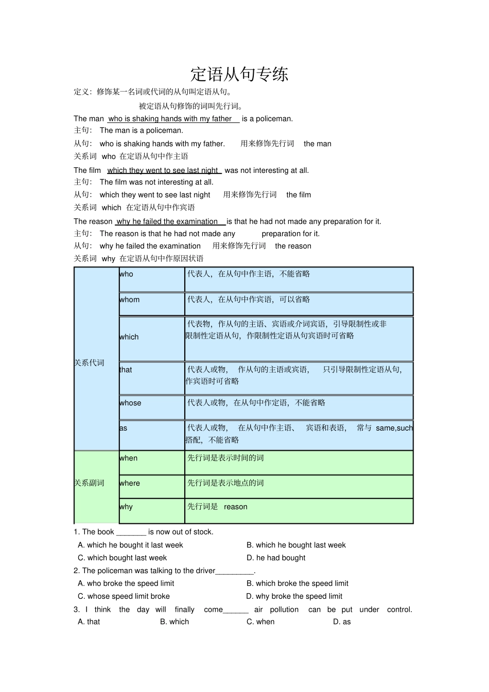 定语从句专练_第1页