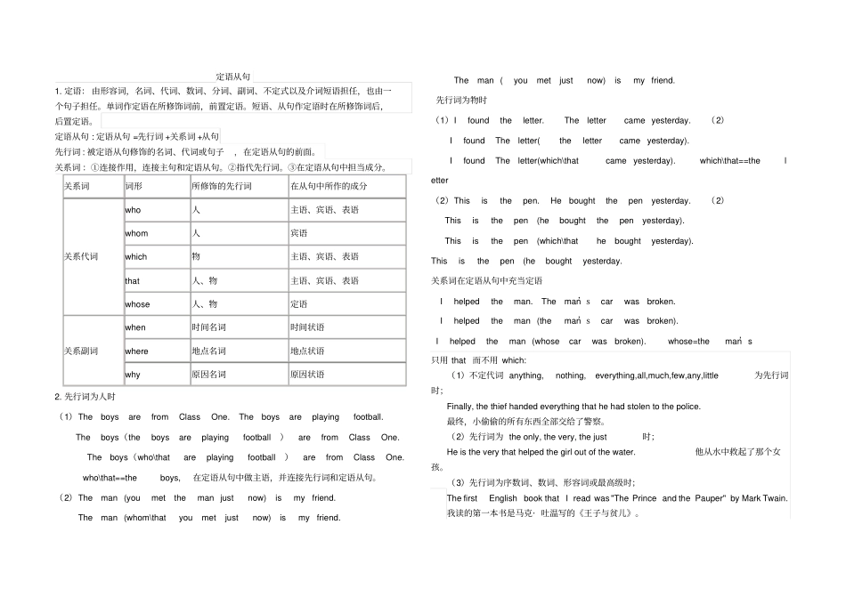定语从句及练习_第1页