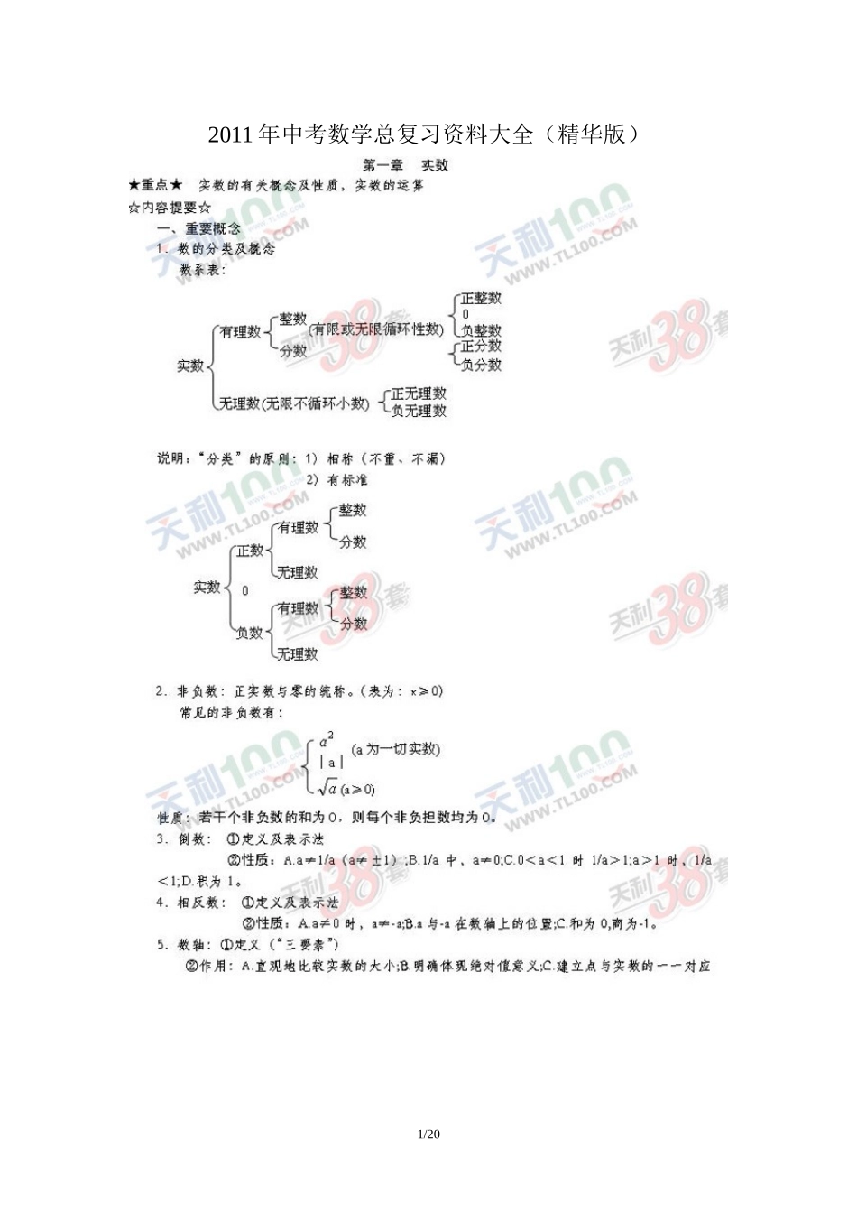 2011年中考数学总复习资料大全(精华版)_第1页