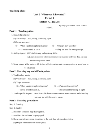 九年级Unit6第一课时教案