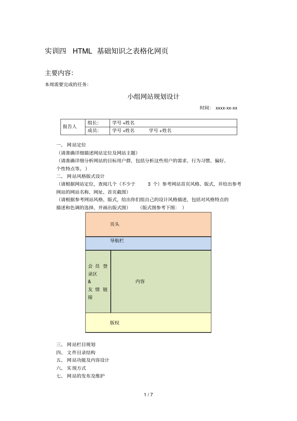 实训四-HTML基础知识之表格化网_第1页