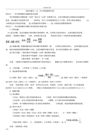 实际问题与二元一次方程组应用题归纳整理