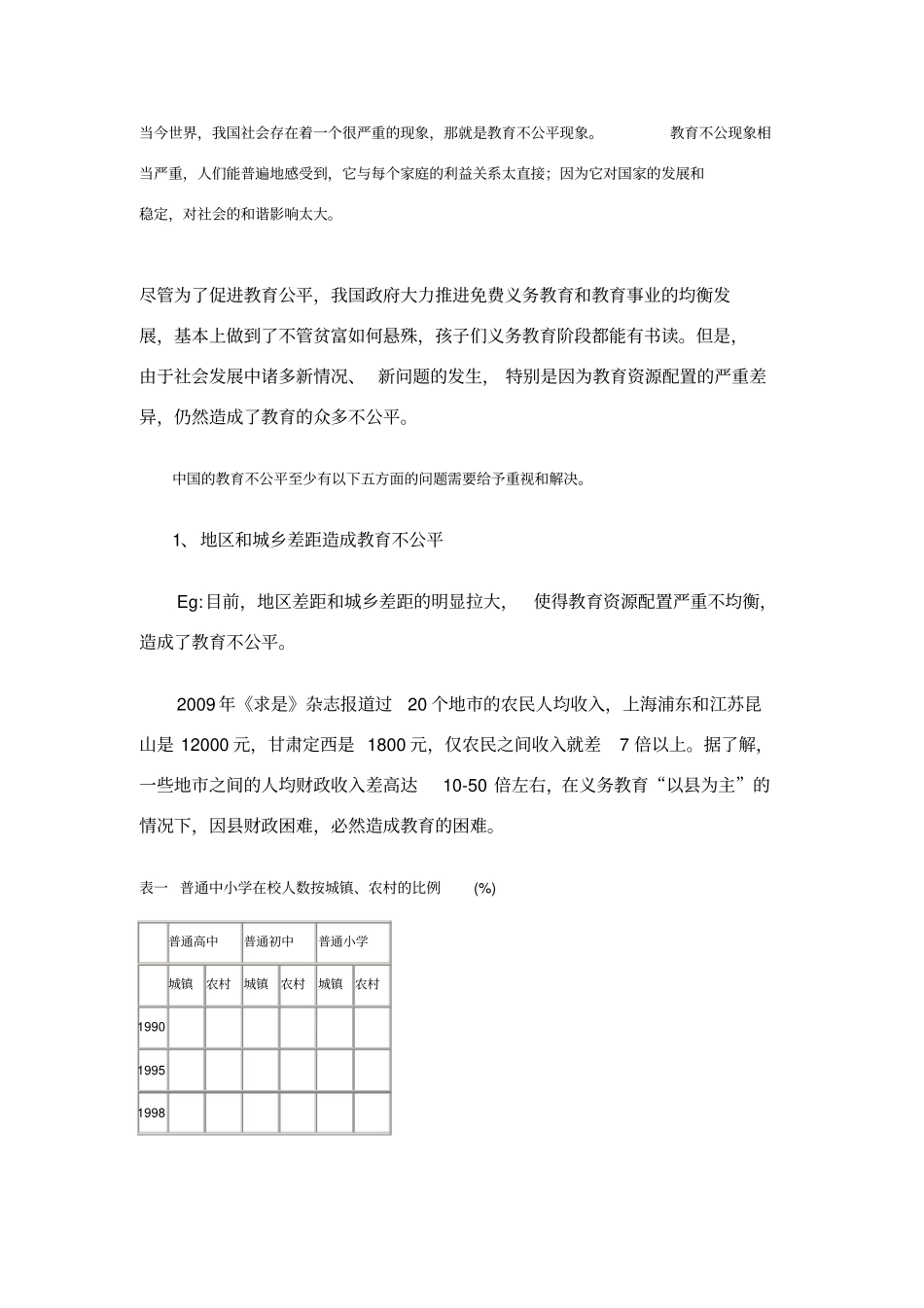 审视教育不公平现象及对策、感想_第1页