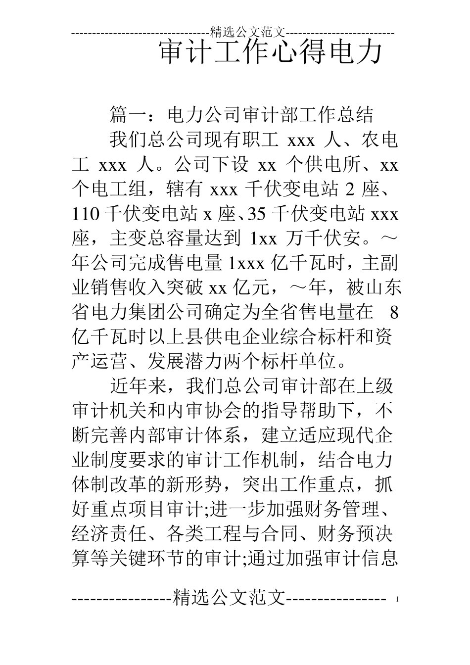 审计工作心得电力_第1页