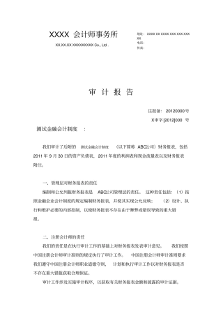 审计报告与附注_金融企业会计制度