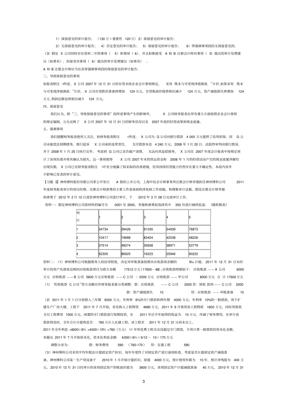 审计报告综合习题_第3页