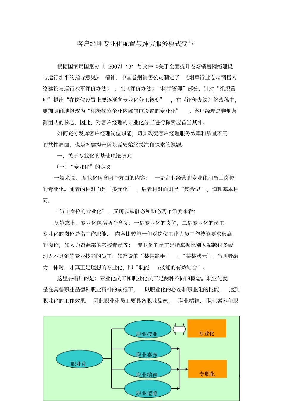 客户经理专业化配置与拜访服务模式变革_第1页