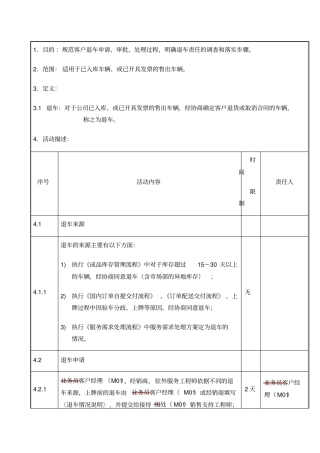 客户退车流程