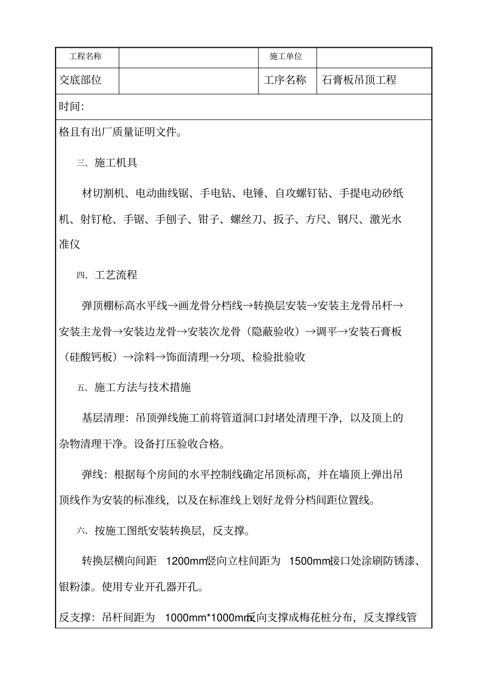 室内装饰吊顶石膏板吊顶技术交底_第2页