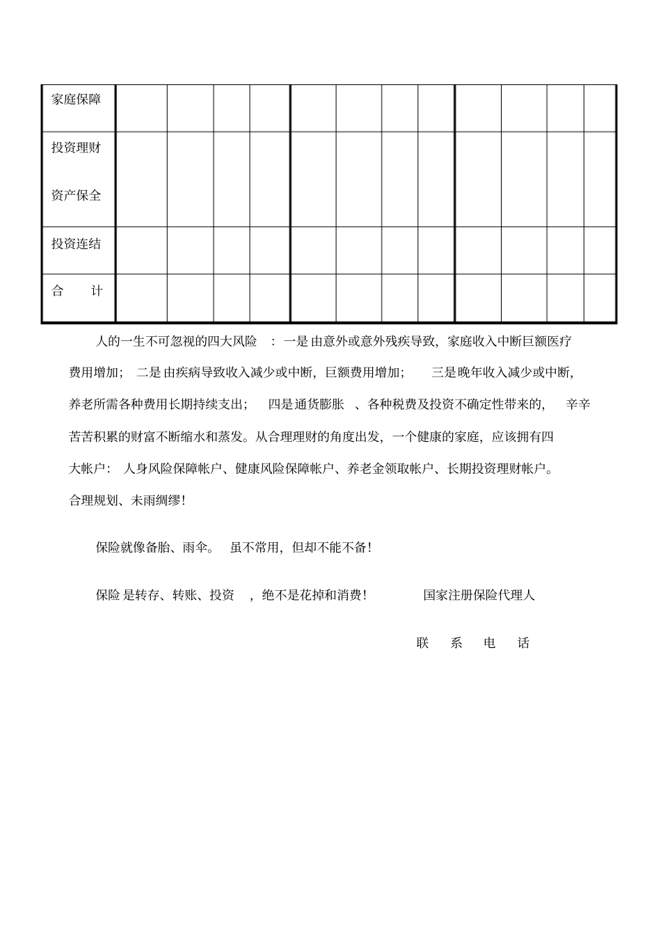 家庭保险需求分析表_第2页