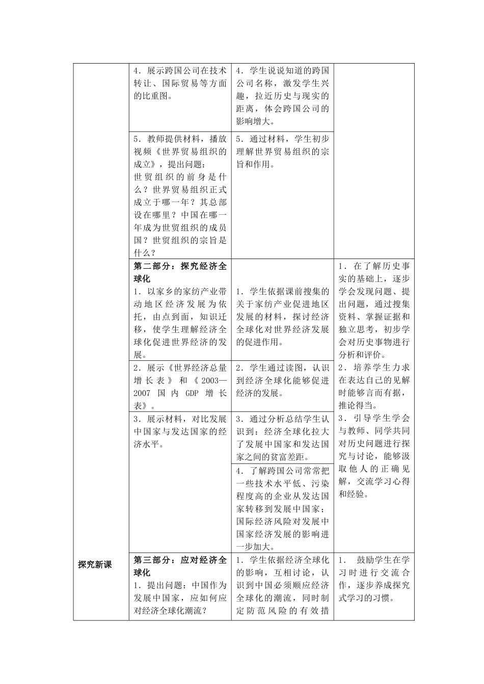 九年级经济全球化教学设计_第3页