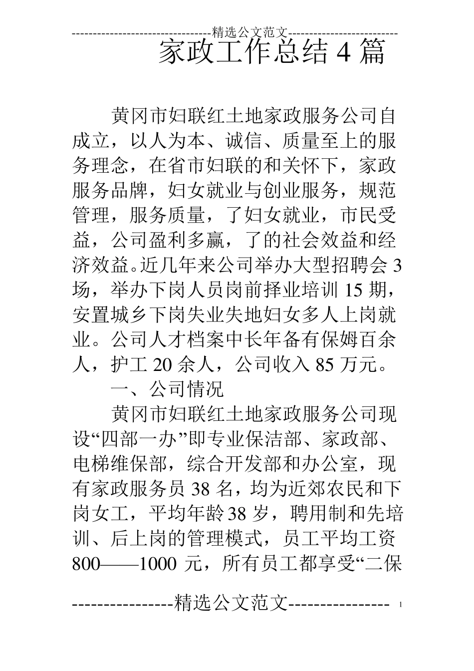 家政工作总结4篇_第1页