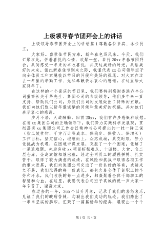 上级领导春节团拜会上的讲话发言