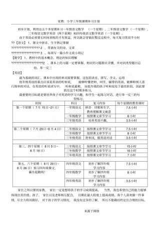 家教重点小学新三年级暑期补习方法