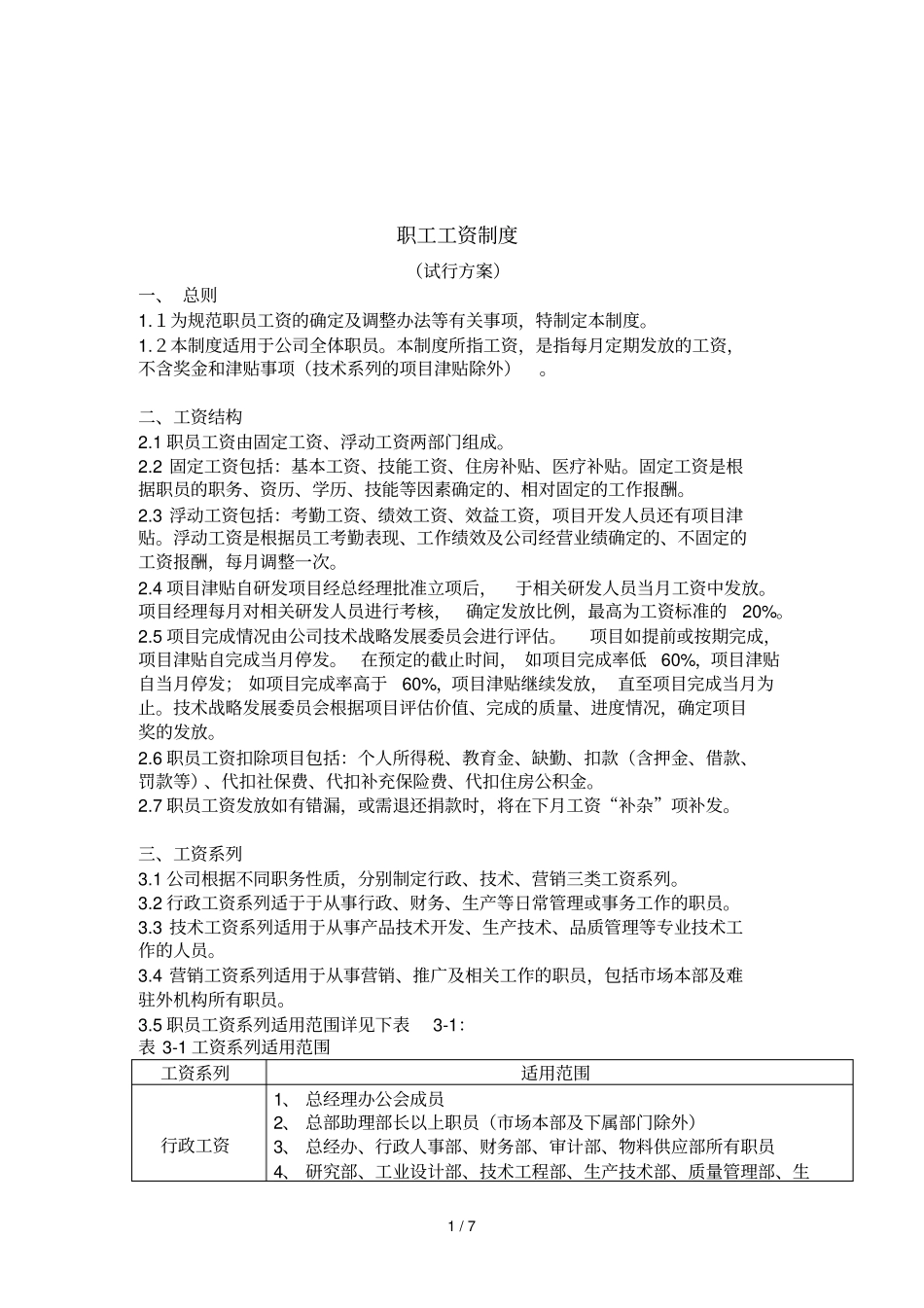 家电行业职工工资制度规范_第1页