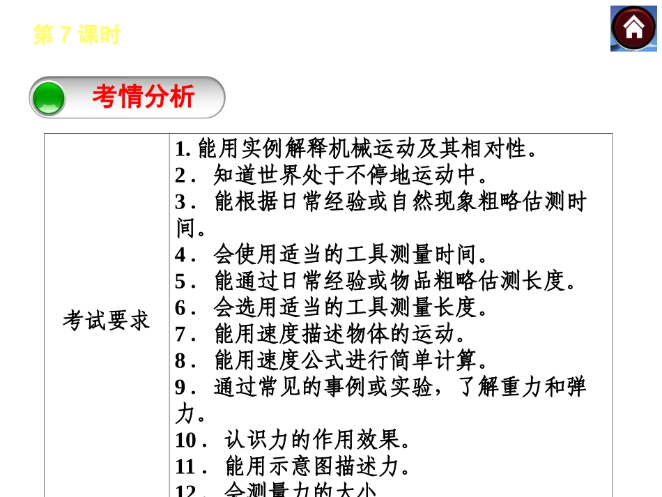 【中考复习方案】2015中考物理（云南）九年级总复习课件：第7课时机械运动力（共23张PPT）_第2页