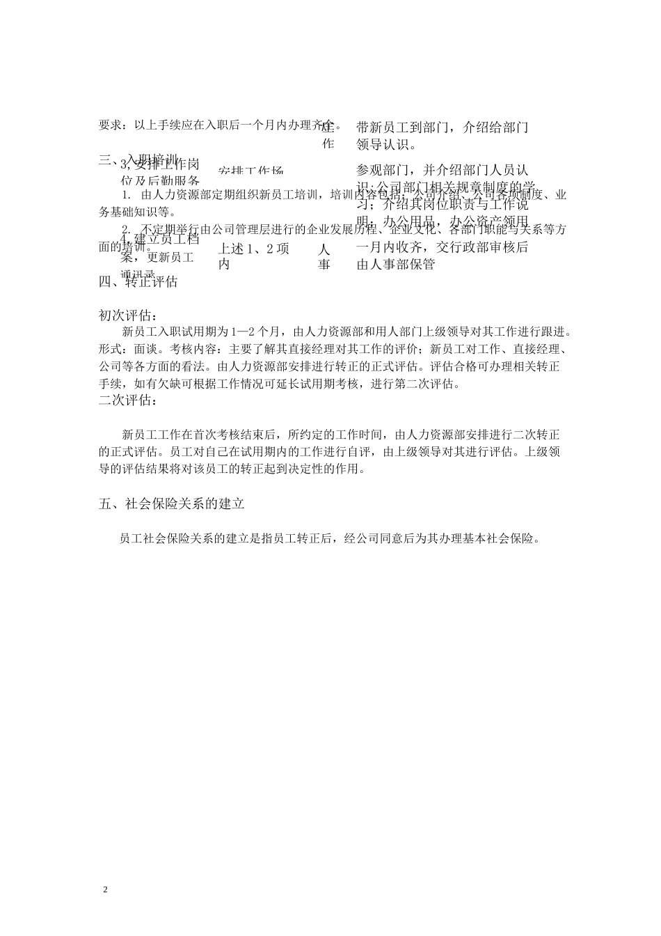 公司人事部工作流程及附件(全套)_第2页