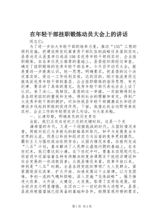 在年轻干部挂职锻炼动员大会上的讲话发言_1