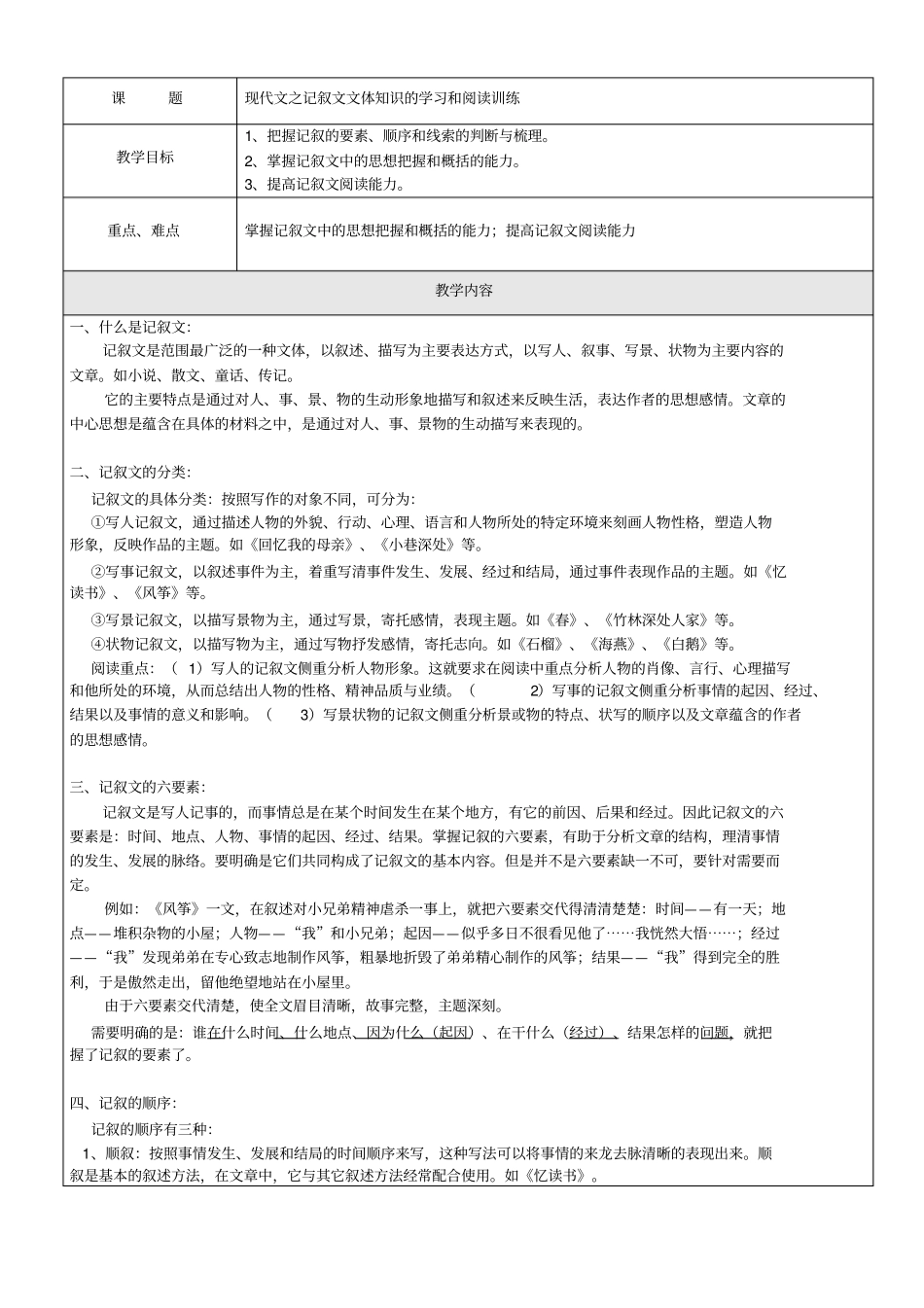 小六语文记叙文文体知识的学习_第1页