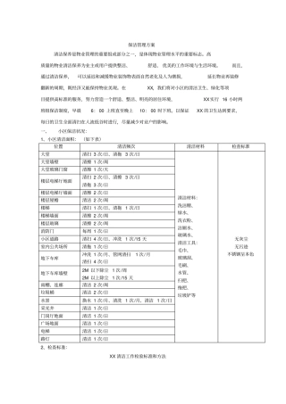 小区保洁管理方案