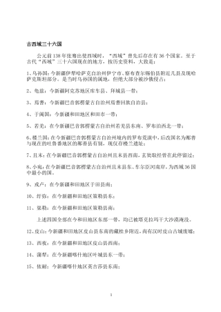 西域三十六国的地理位置