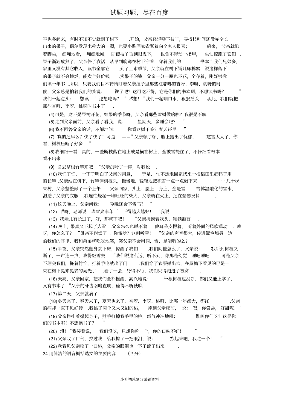 小升初六年级语文试题_第3页