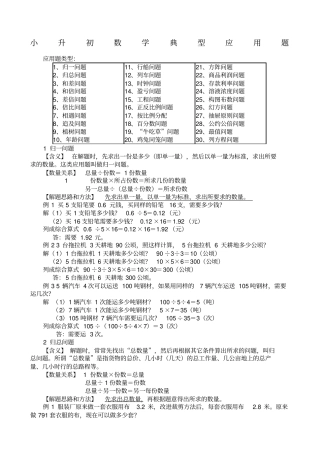 小升初数学典型应用题可用
