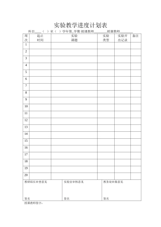 实验教学进度计划表