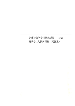 小升初数学专项训练试题-综合测试卷_人教新课标无答案