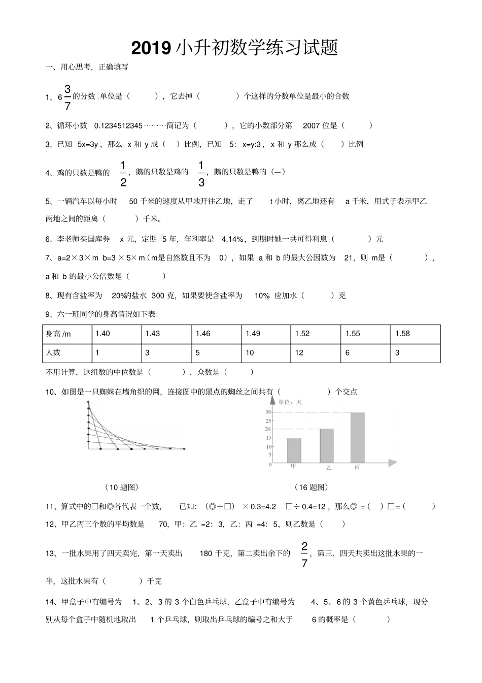 小升初数学模拟试题-全能考练人教版_第1页