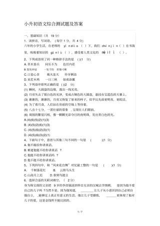 小升初语文综合测试题及标准答案