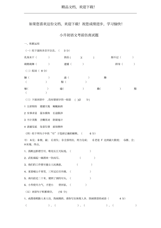 小升初语文考前仿真试题一