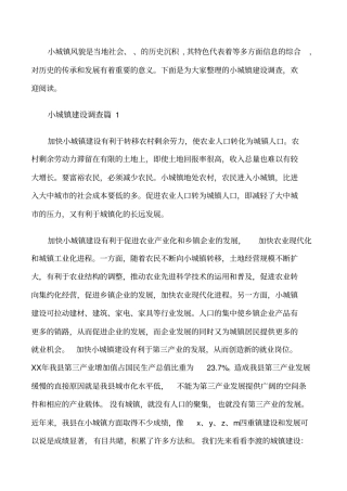 小城镇建设调查报告范文修改版
