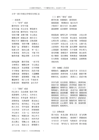小学一到六年级文学常识分类汇总