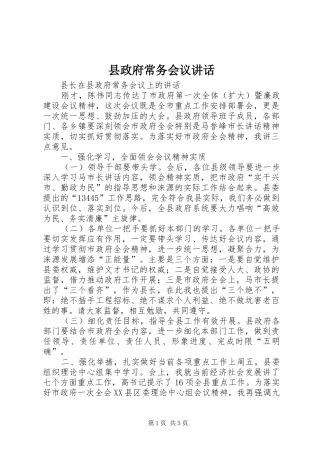 县政府常务会议讲话发言