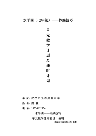 体育水平七单元教学设计—体操技巧