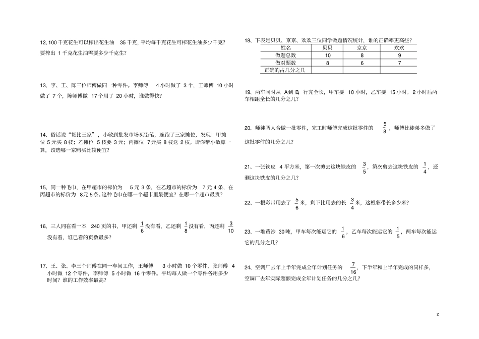 小学五年级数学经典题型_第2页