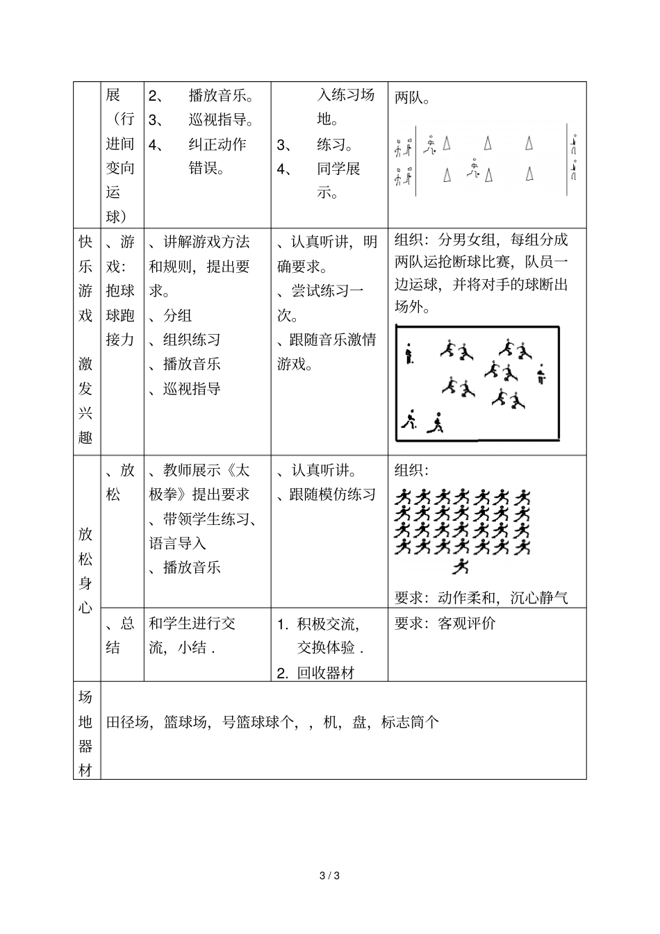 小学六年级体育与健康教学设计_第3页