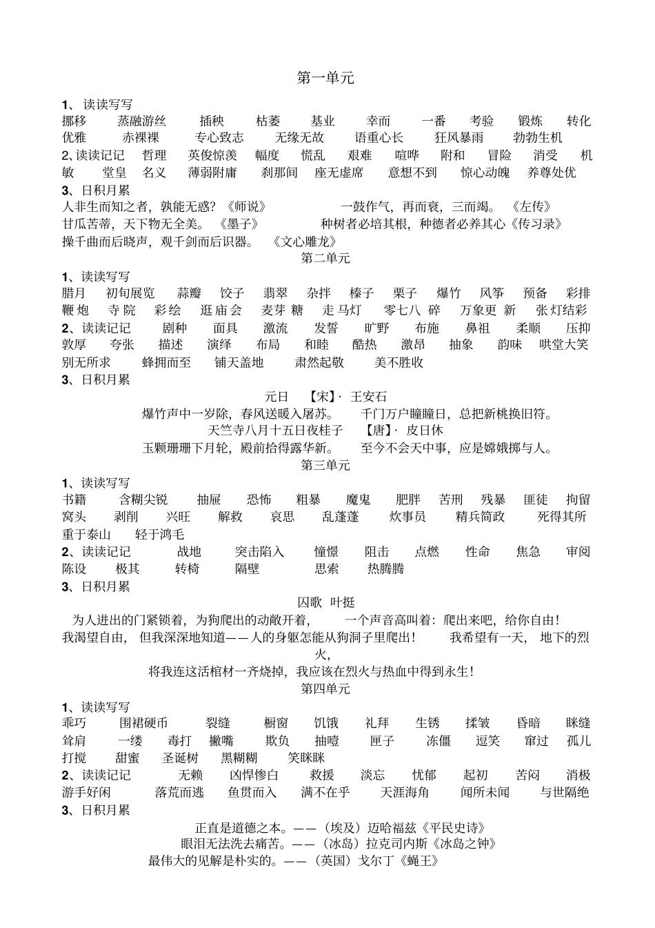 小学六年级毕业考试语文专项复习资料_第2页