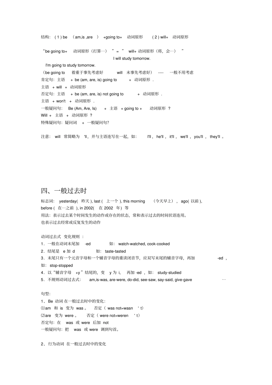 小学六年级英语四种时态总结_第3页