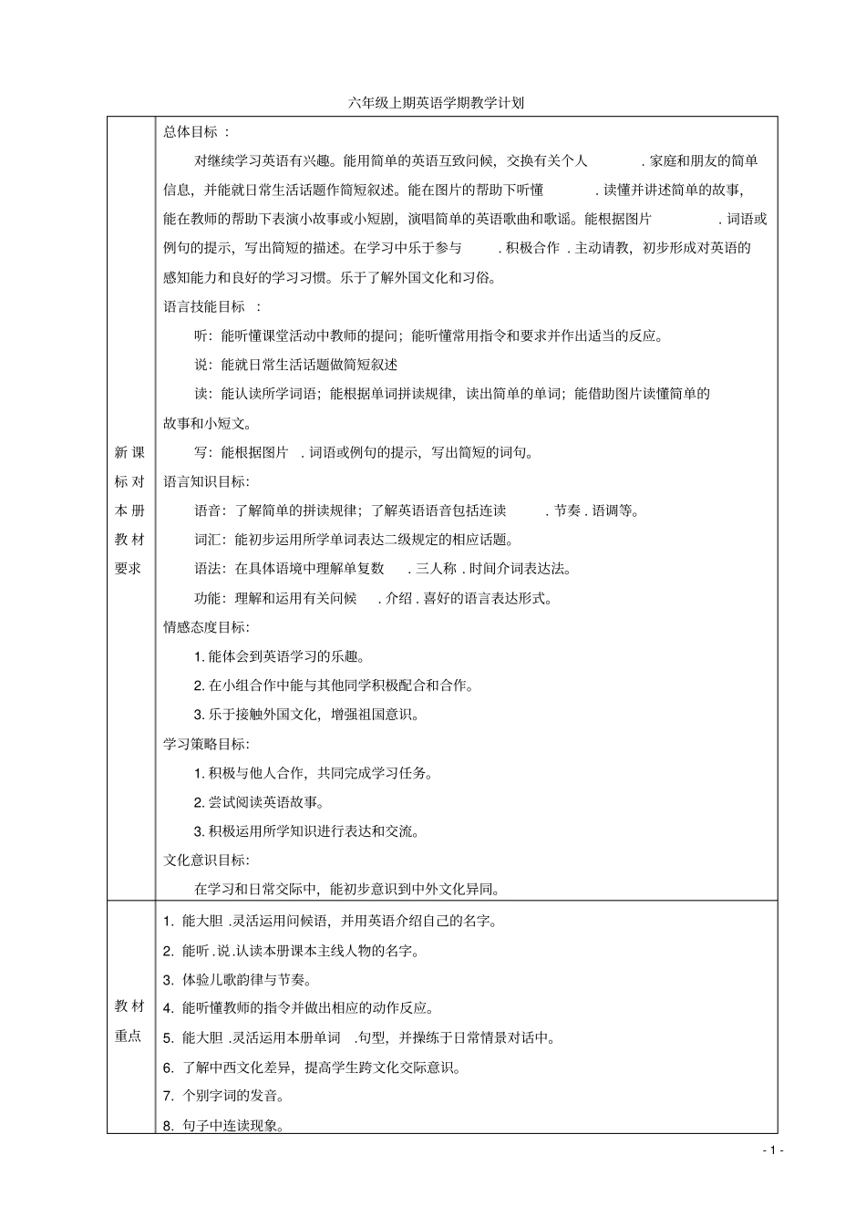 小学六年级英语上册导学案_第1页