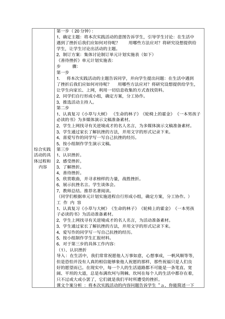 小学六年级综合实践活动设计方案_第3页
