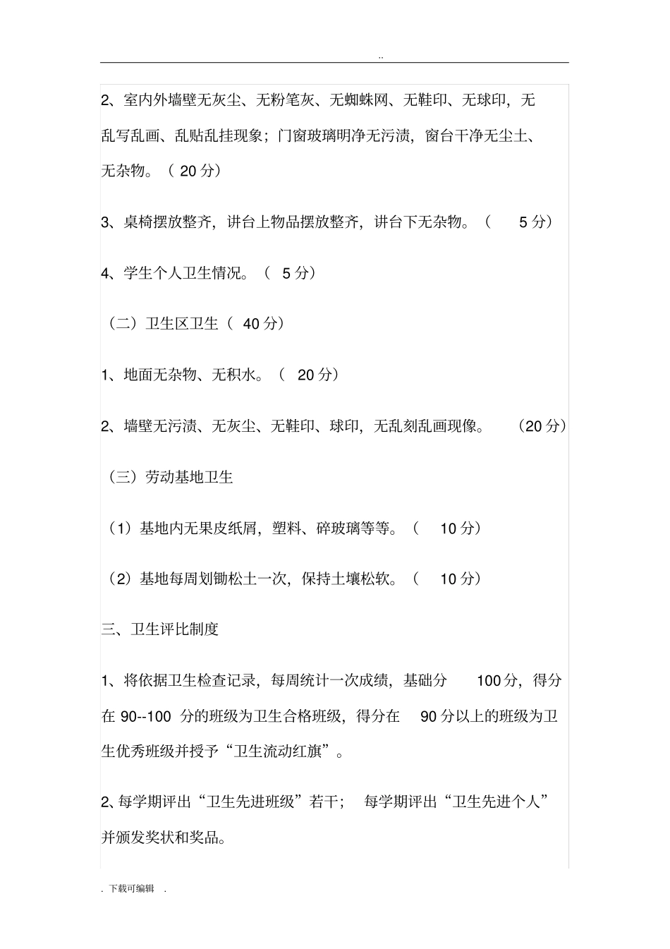 小学卫生检查评比制度与评分细则_第3页