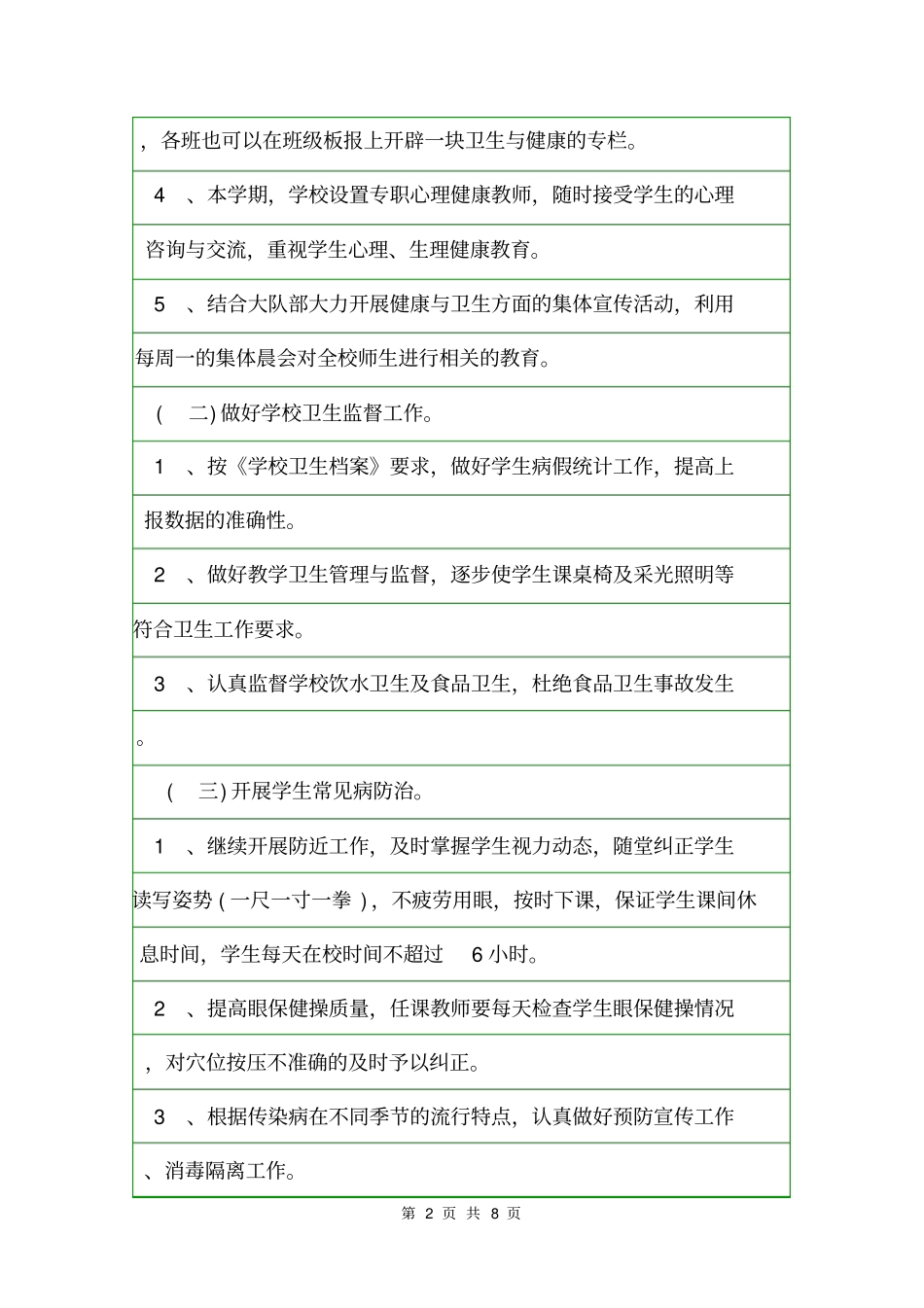 小学卫生健康教育方案活动方案_第2页