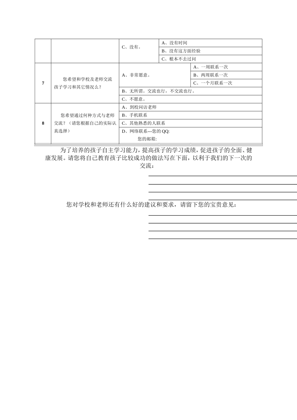 家校联系问卷调查表 (5)_第2页