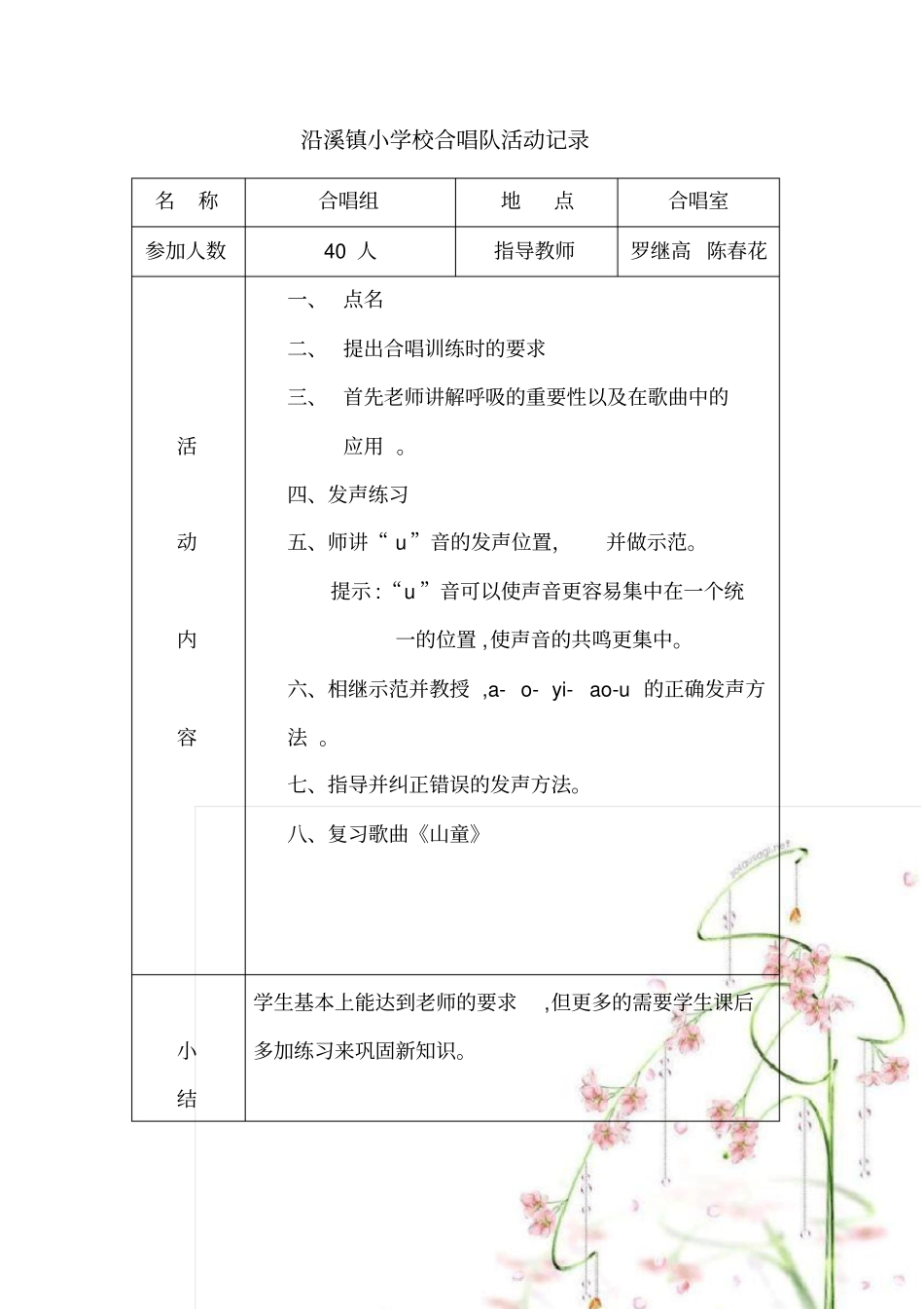 小学合唱队活动记录文本_第2页